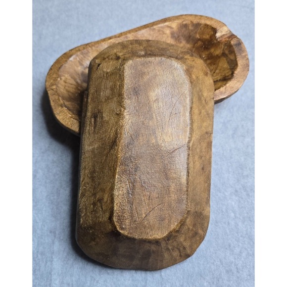 Primitive Wooden Dough Bowl‎ Decorative Salt Bowl Decor Hand Carved Rustic - Picture 3 of 6